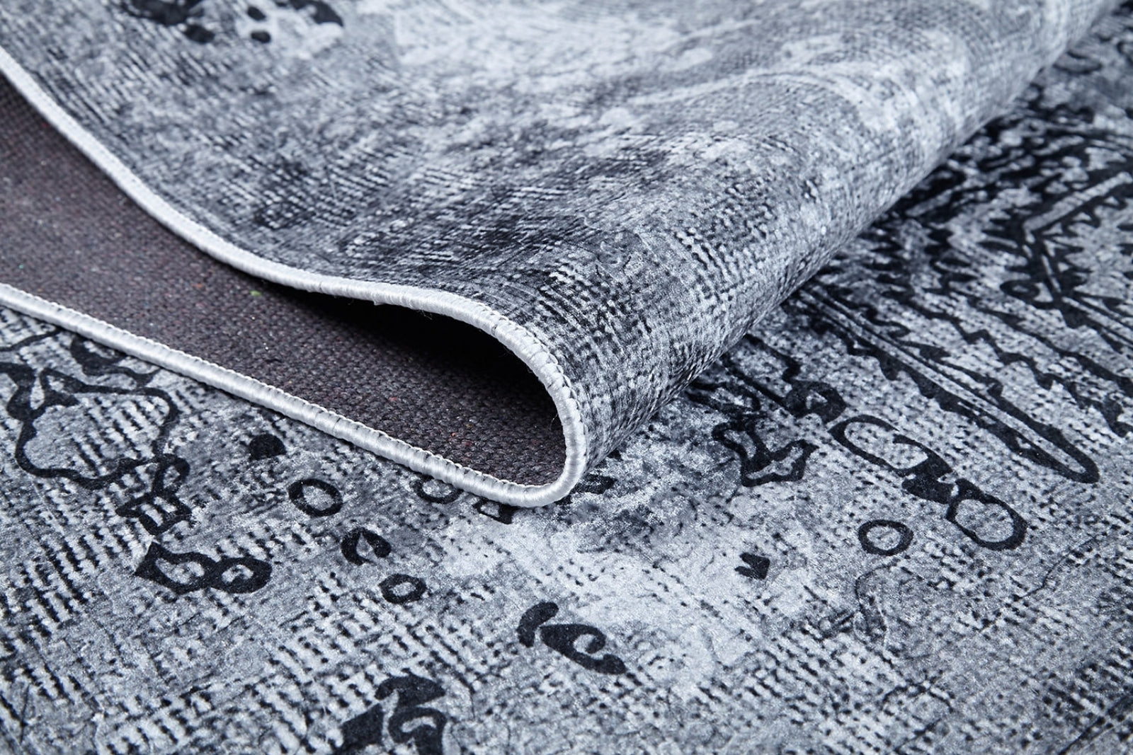 Vintage Area Rug – Grey Digital Print Non Slip Antibacterial Carpet for Home
