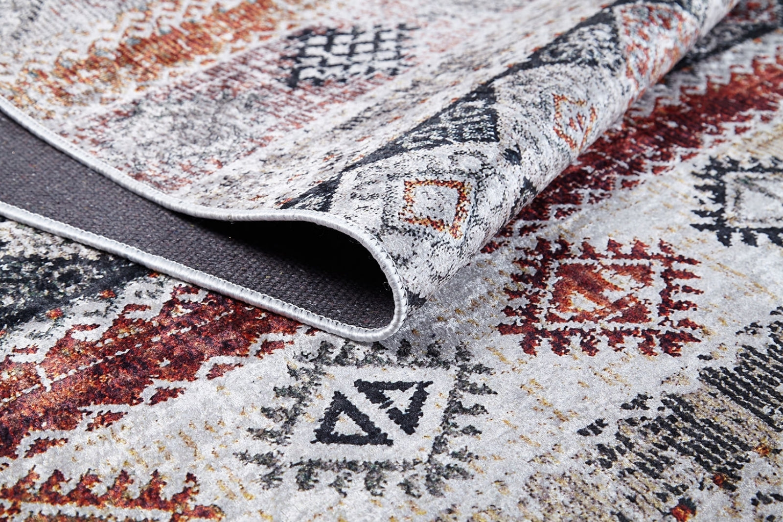 Beige Geometric Area Rug – Digital Print Carpet | Non Slip, Antibacterial, Washable