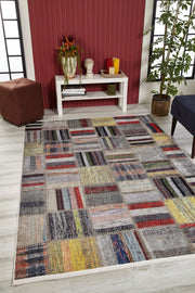 Grey Patchwork Rug – Antibacterial Washable Area Rug With Non Slip Backing
