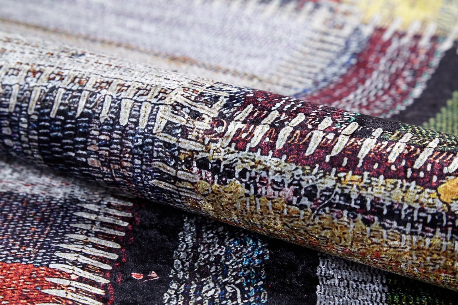 Grey Patchwork Rug – Antibacterial Washable Area Rug With Non Slip Backing