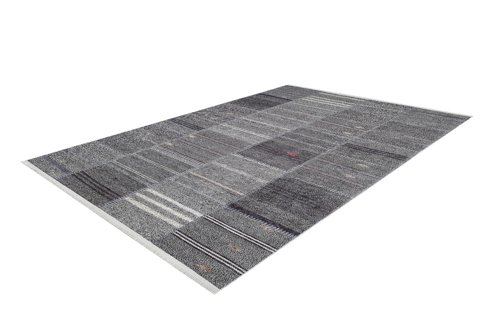 Anthracite Patchwork Rug - Digital Print Area Carpet | Non Slip, Washable, Antibacterial