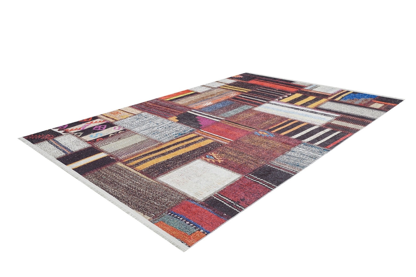 Patchwork Area Rug | Digital Print Rug - Multicolor Floor Carpet with Non Slip Carpet Backing