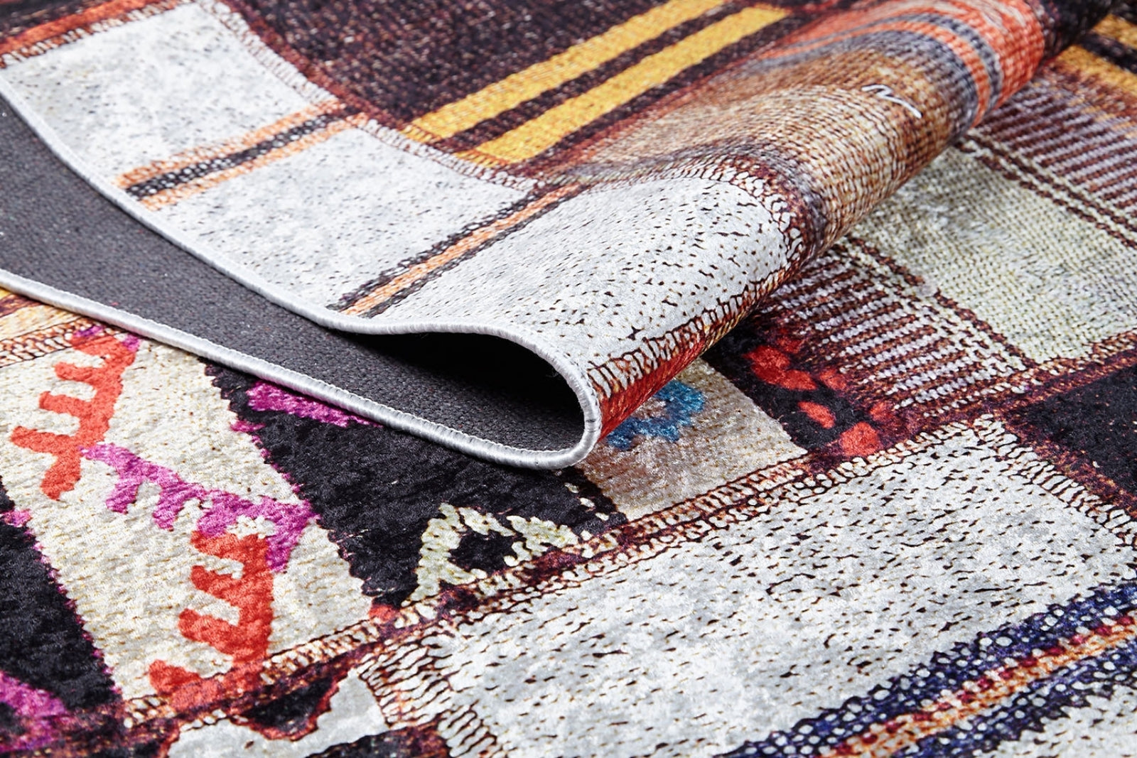 Patchwork Area Rug | Digital Print Rug - Multicolor Floor Carpet with Non Slip Carpet Backing