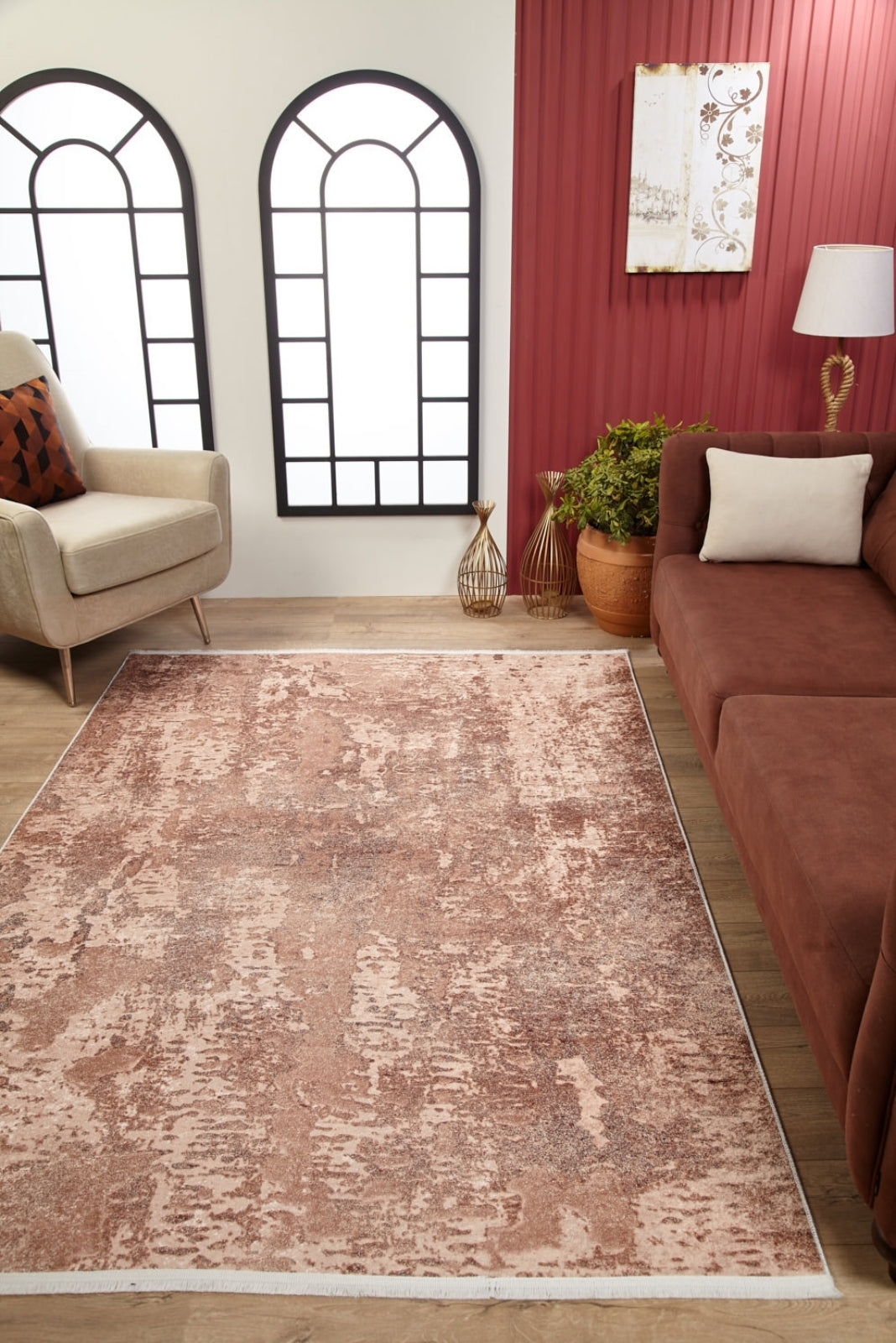 Modern Area Rug – Beige Floor Carpet With Digital Print & Non Slip Backing