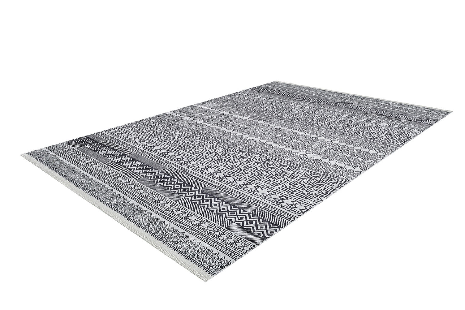 Grey Geometric Area Rug – Digital Print, Non Slip, Antibacterial Carpet for Living Room