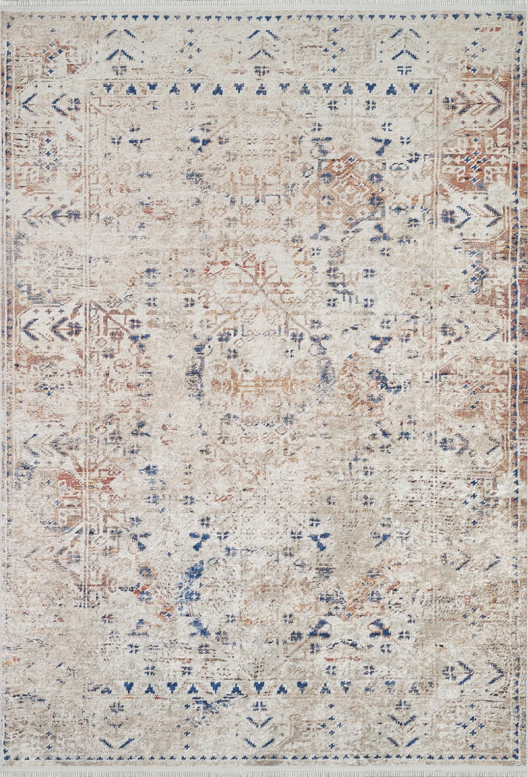 Modern Digital Print Rug – Cream Area Rug | Non Slip, Antibacterial Carpet