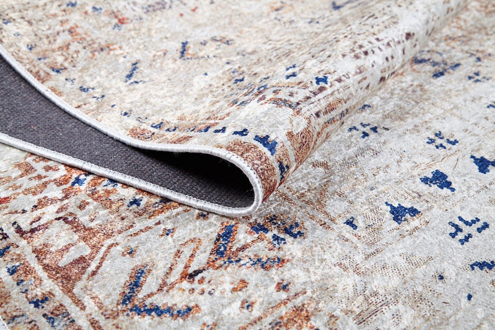 Modern Digital Print Rug – Cream Area Rug | Non Slip, Antibacterial Carpet