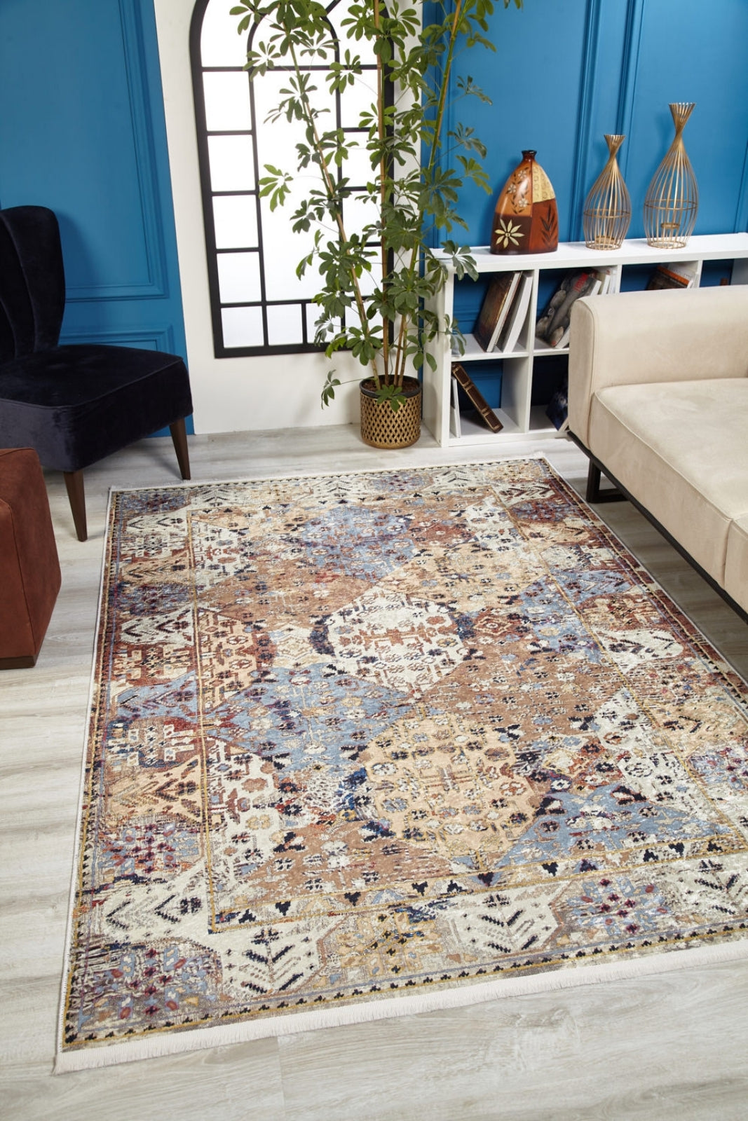 Modern Area Rug – Beige Digital Print Rug | Antibacterial Non Slip Carpet