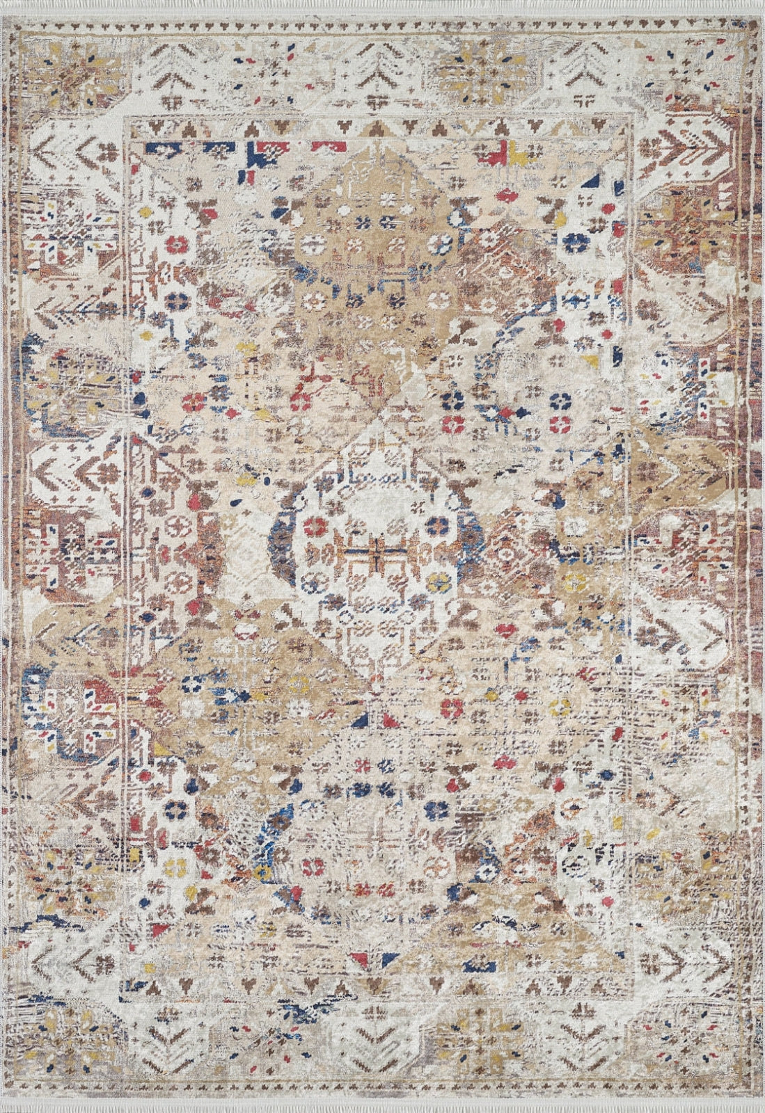 Modern Digital Area Rug – Cream Non Slip Washable Carpet for Living Room