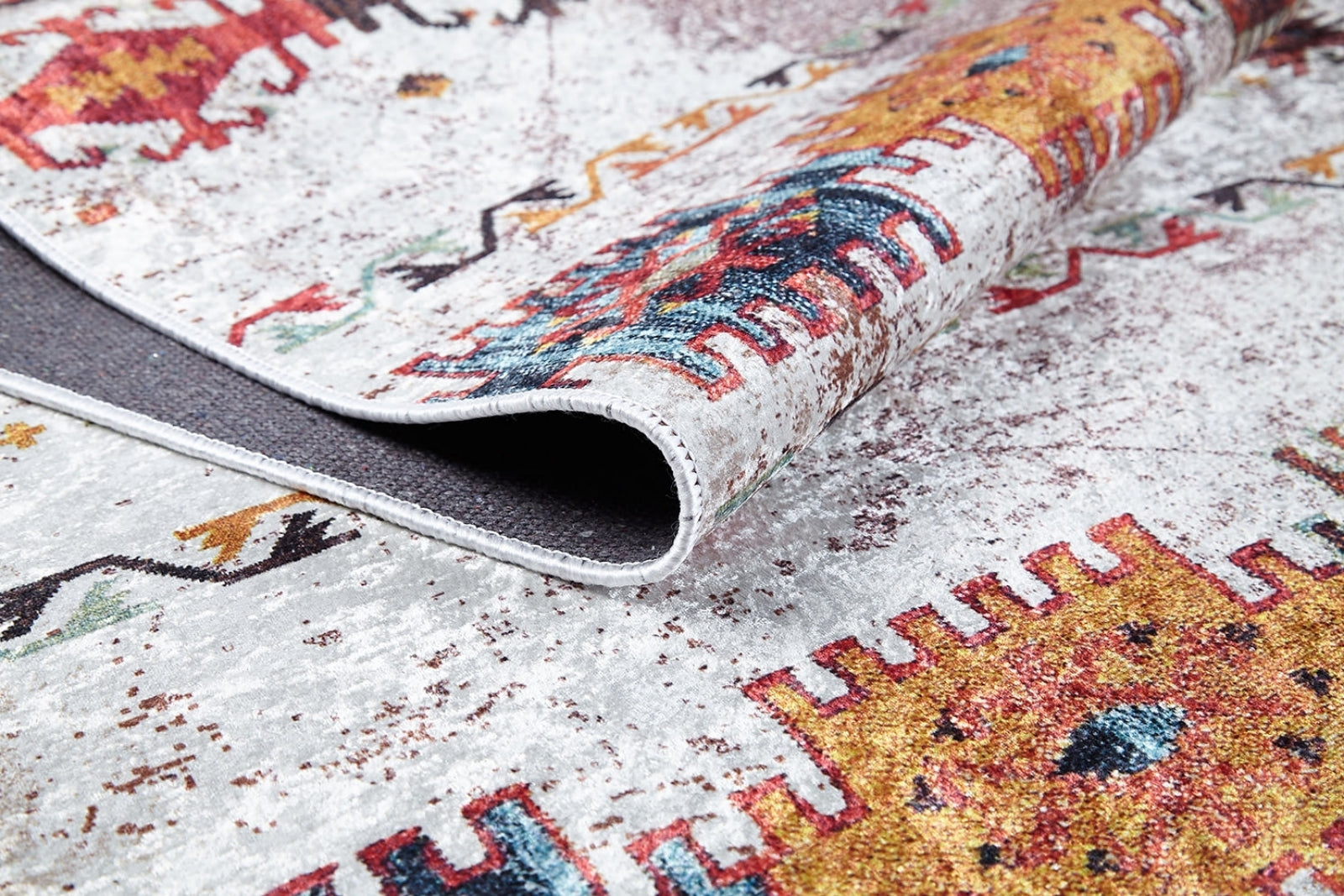 Grey Geometric Area Rug – Digital Print Rug | Antibacterial, Non Slip Carpet