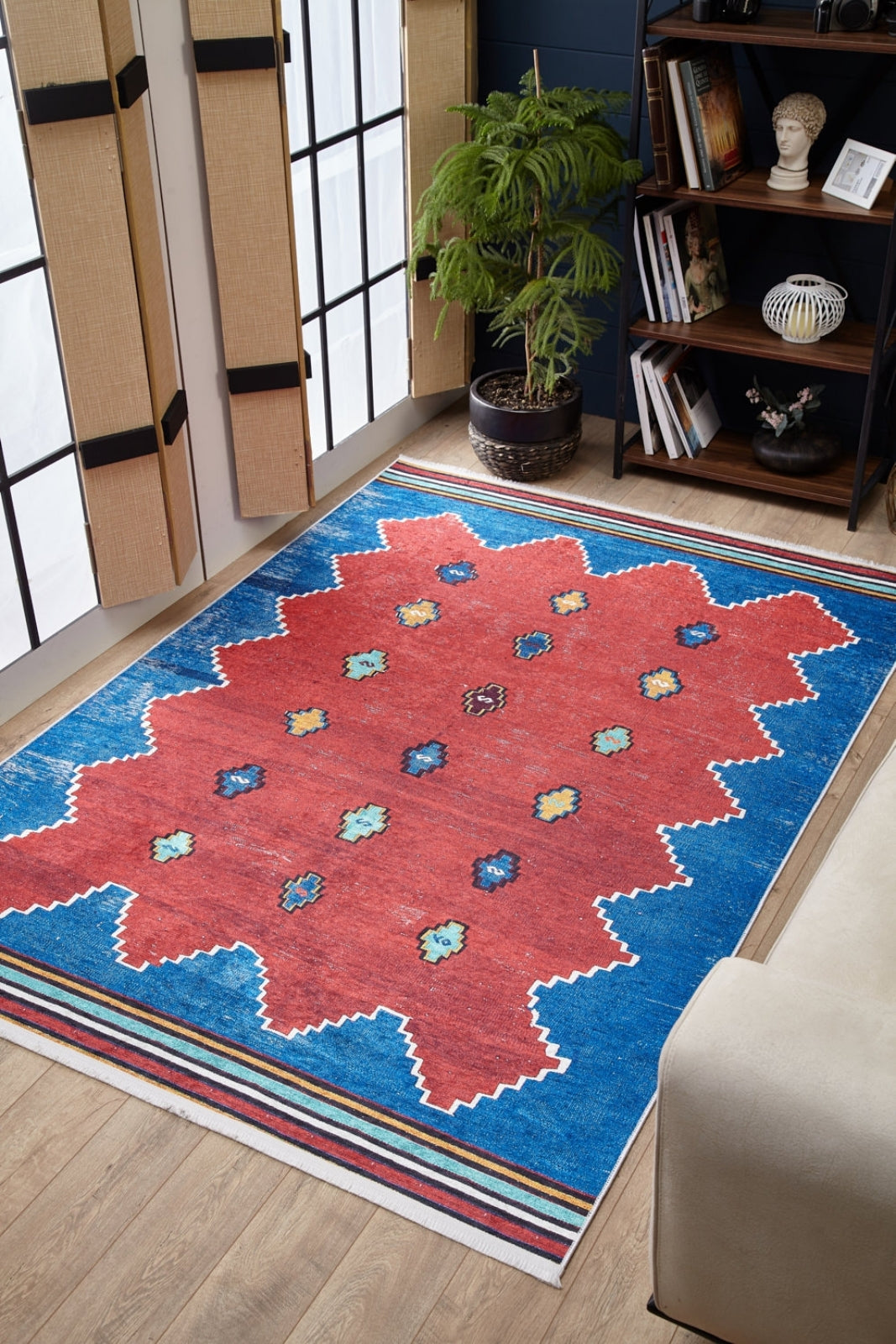 Modern Area Rug - Blue Digital Print Rug with Non Slip, Antibacterial Design