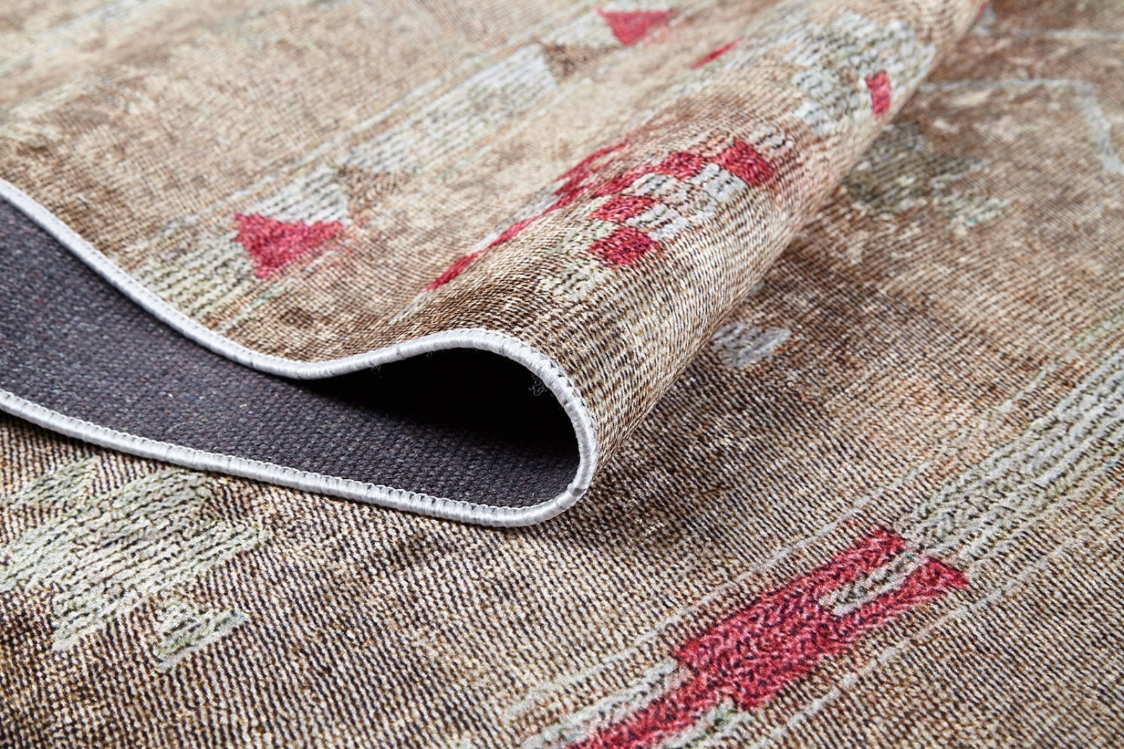 Modern Digital Print Rug – Beige Area Rug With Non Slip, Antibacterial Features