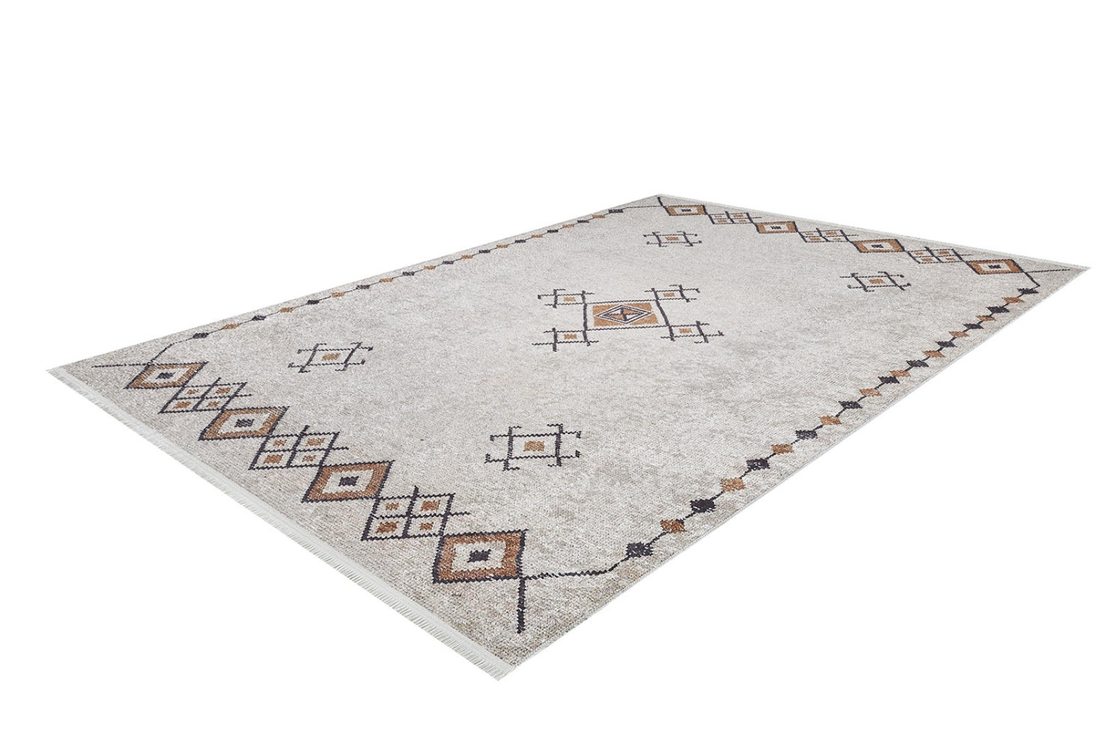 Beige Geometric Area Rug - Digital Print Rug | Antibacterial, Non Slip Carpet