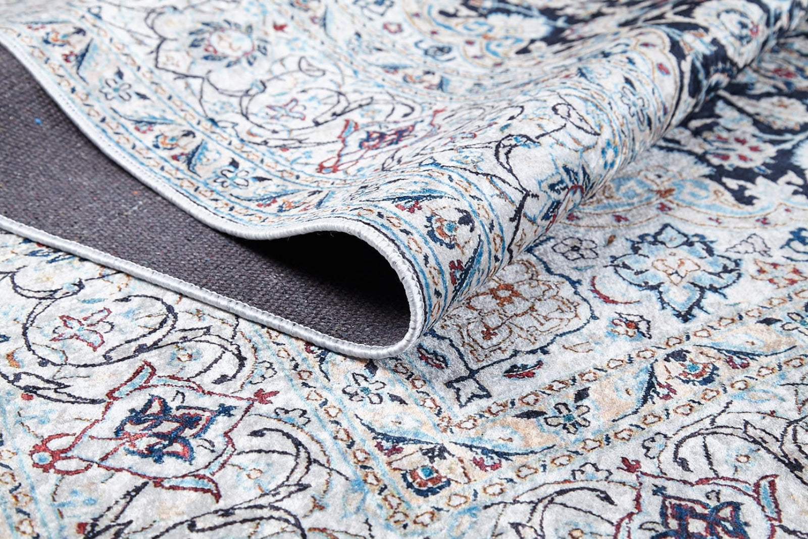 Digital Print Area Rug – Classic Grey Non Slip Washable Floor Carpet