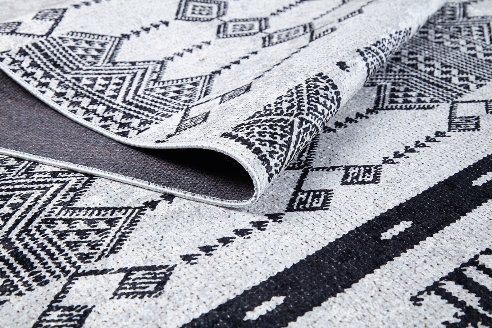 Grey Geometric Area Rug - Digital Print Rug with Non Slip, Antibacterial Design