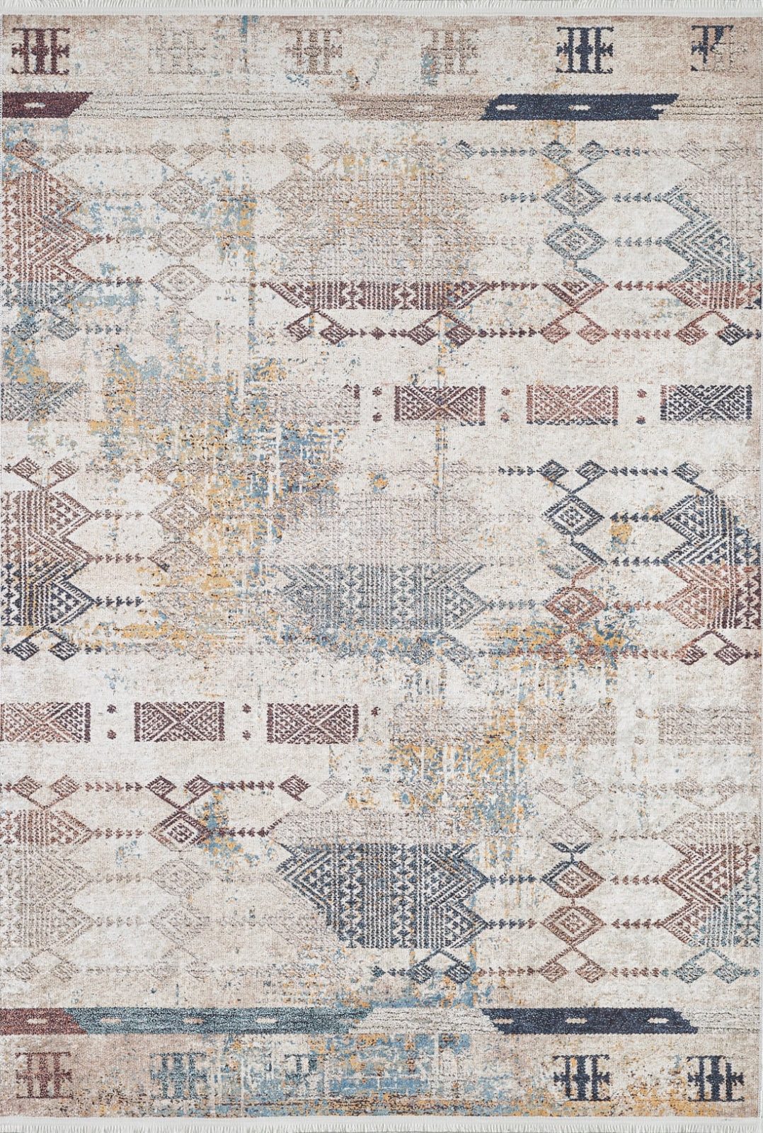 Beige Geometric Area Rug - Modern Design Rug | High Quality Carpet, Hallway Carpet