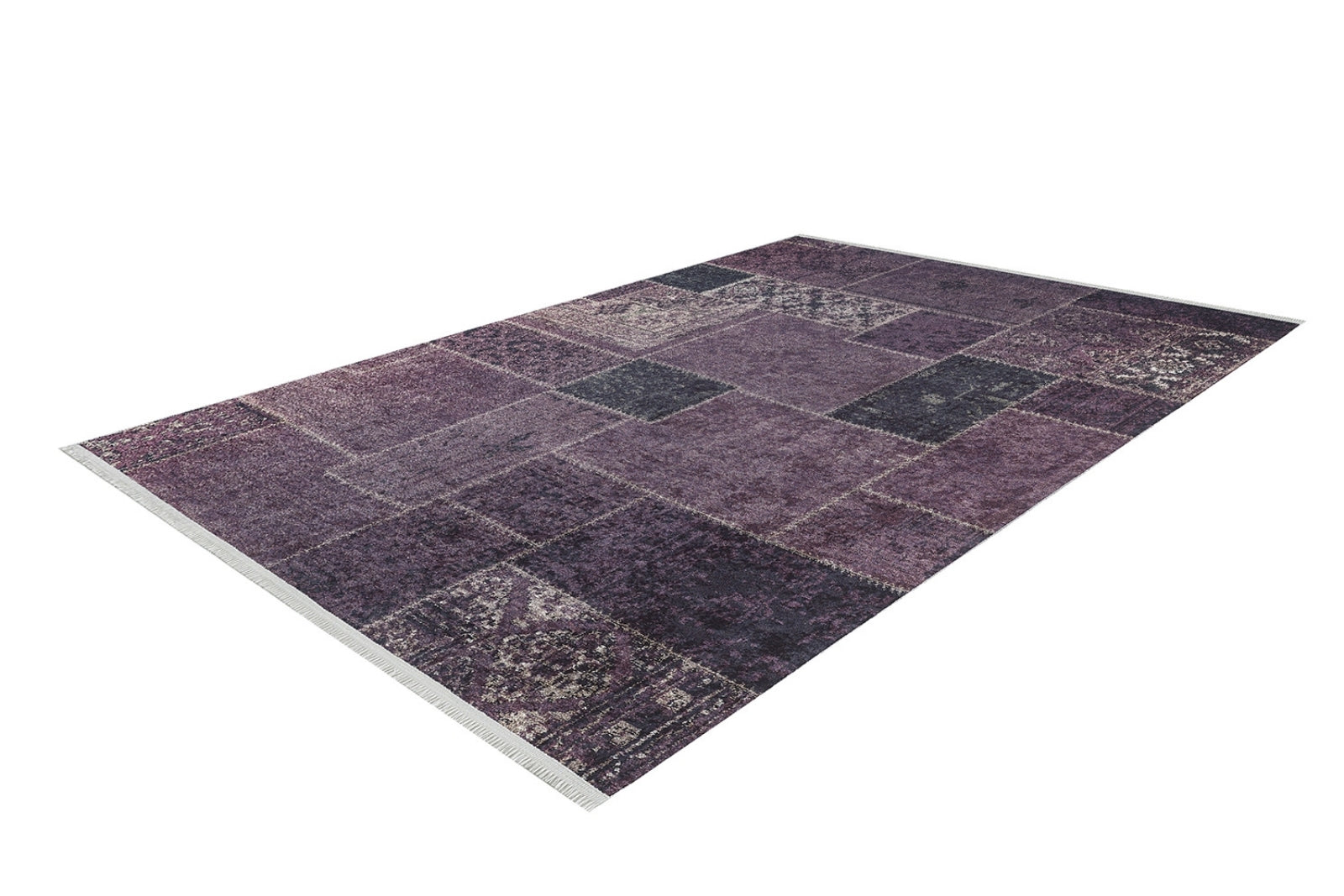 Purple Patchwork Rug - Digital Print Area Rug Non Slip Antibacterial Carpet