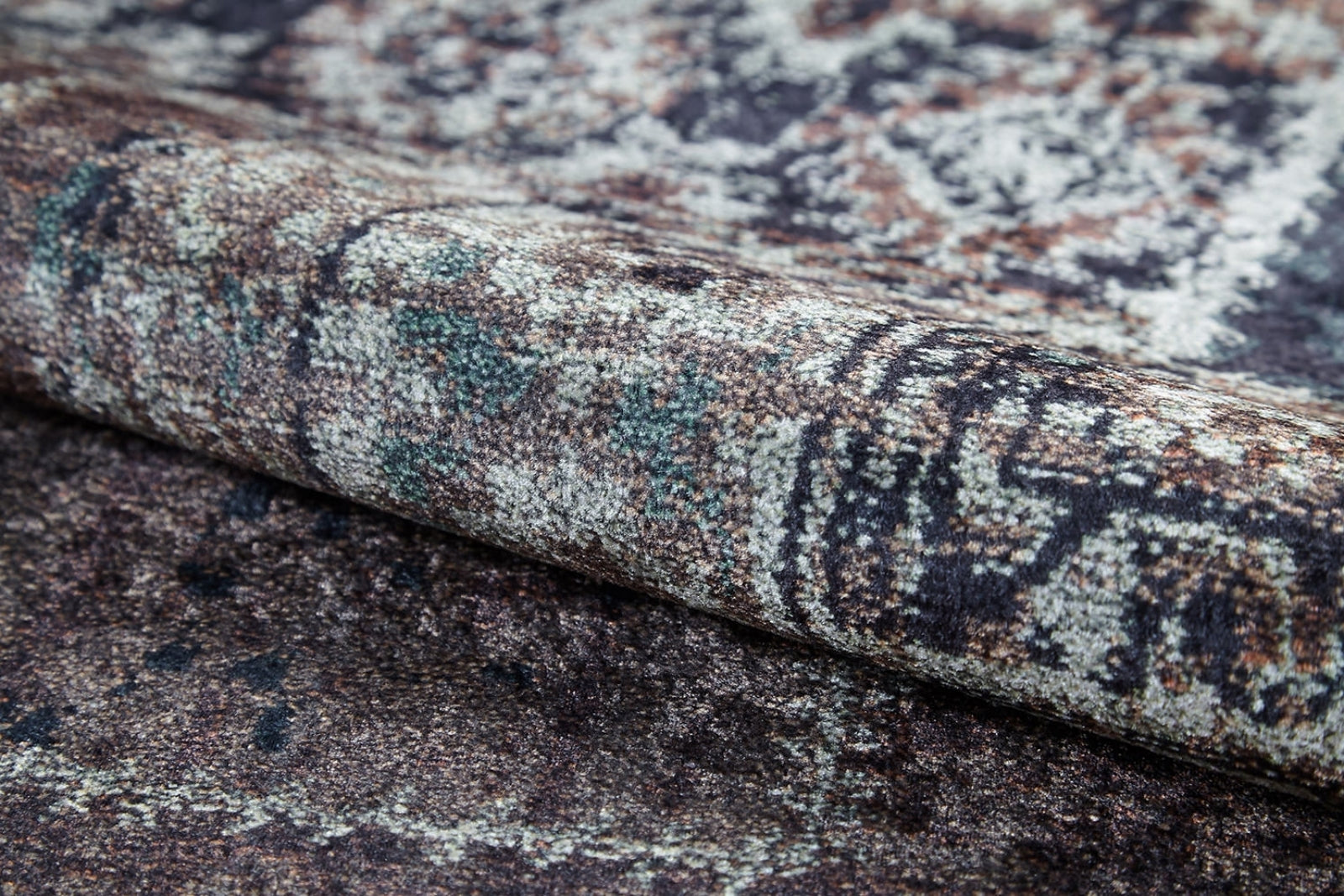 Patchwork Area Rug - Digital Print Brown Carpet With Antibacterial, Non Slip Design