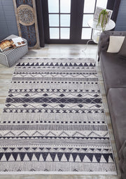 Black Geometric Area Rug – Digital Print Rug | Non Slip Carpet, Antibacterial