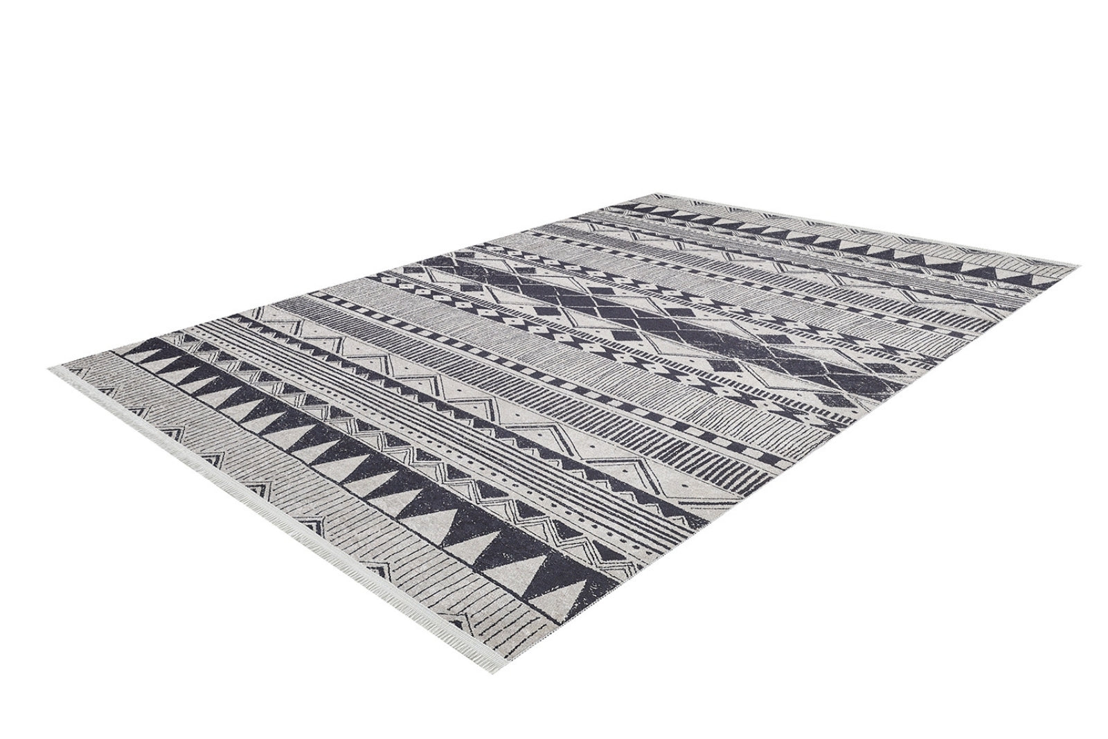 Black Geometric Area Rug – Digital Print Rug | Non Slip Carpet, Antibacterial