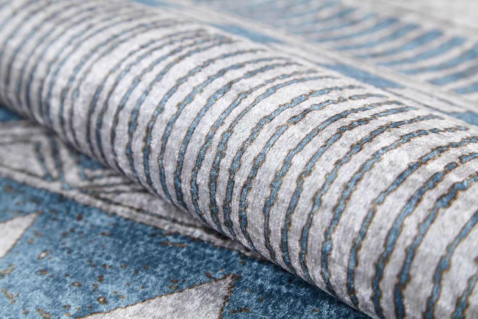 Blue Geometric Area Rug - Digital Print, Non Slip & Antibacterial Carpet for Modern Living Room