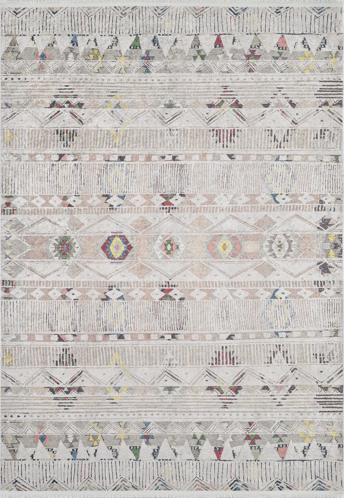 Beige Striped Area Rug – Digital Print Carpet, Non Slip & Washable Floor Covering