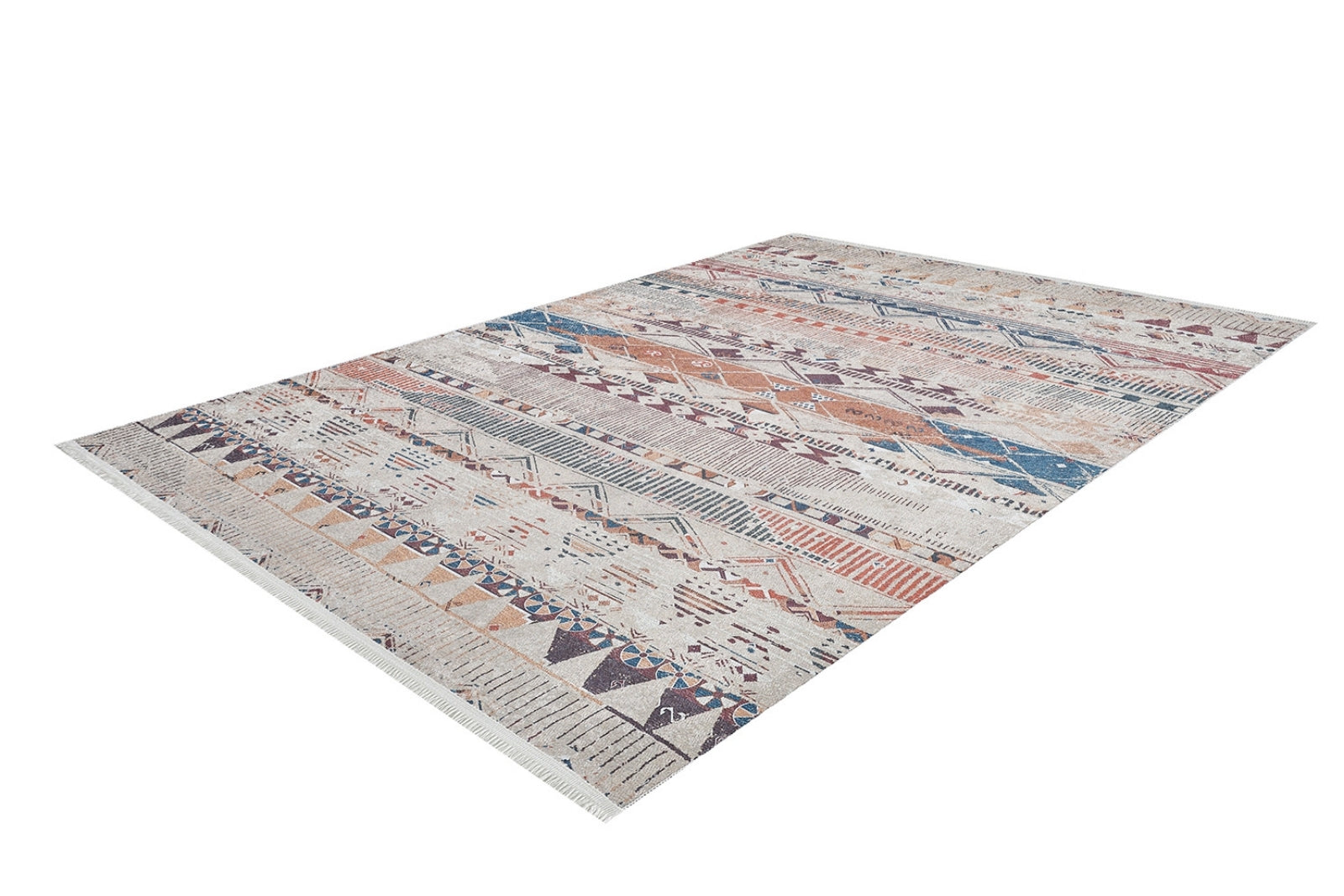 Beige Geometric Area Rug – Digital Print Washable Non Slip Carpet for Living Room