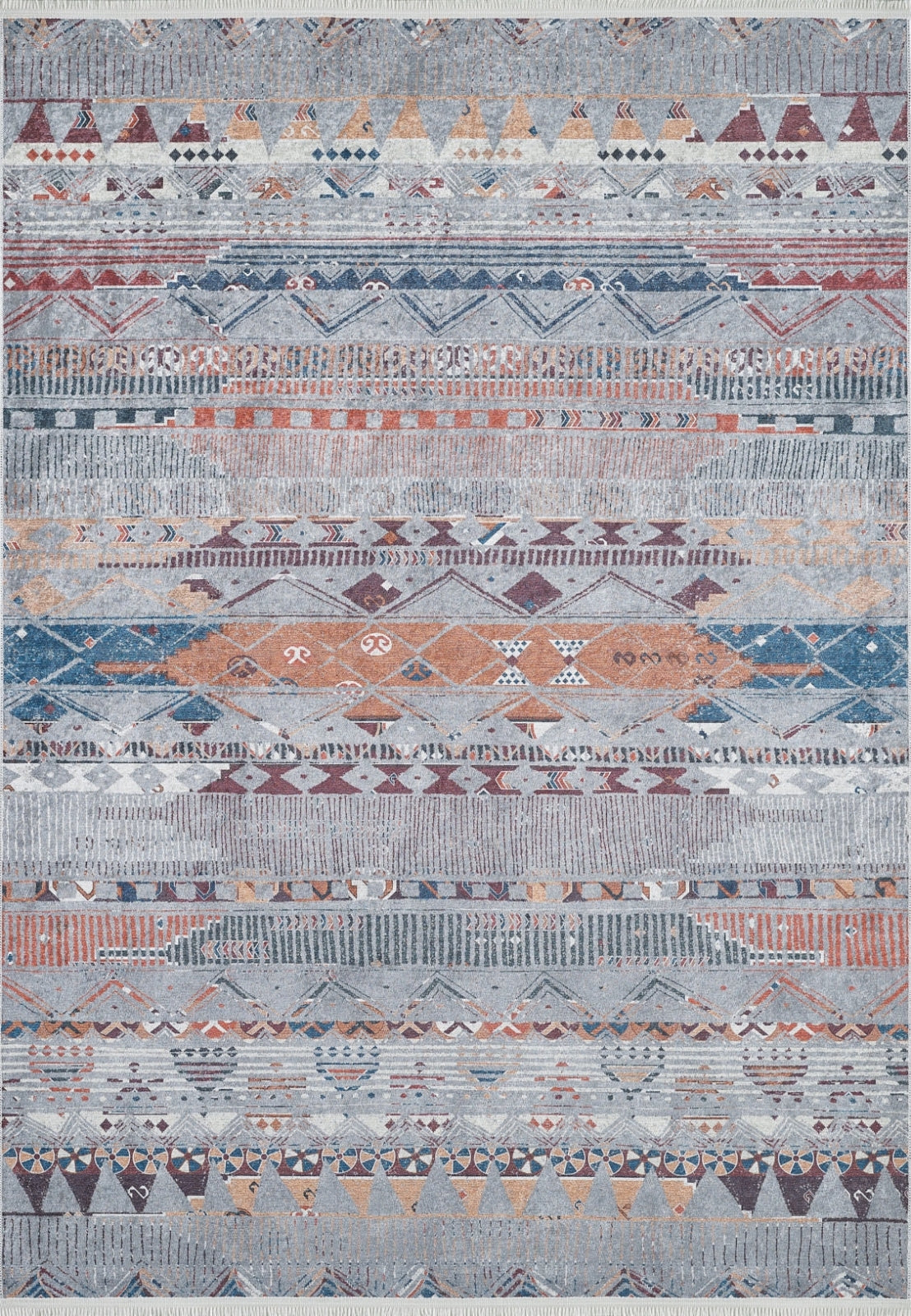 Grey Geometric Area Rug – Digital Print Carpet With Non Slip, Antibacterial Protection
