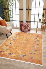 Orange Floral Area Rug – Digital Print Rug With Non Slip Carpet Backing
