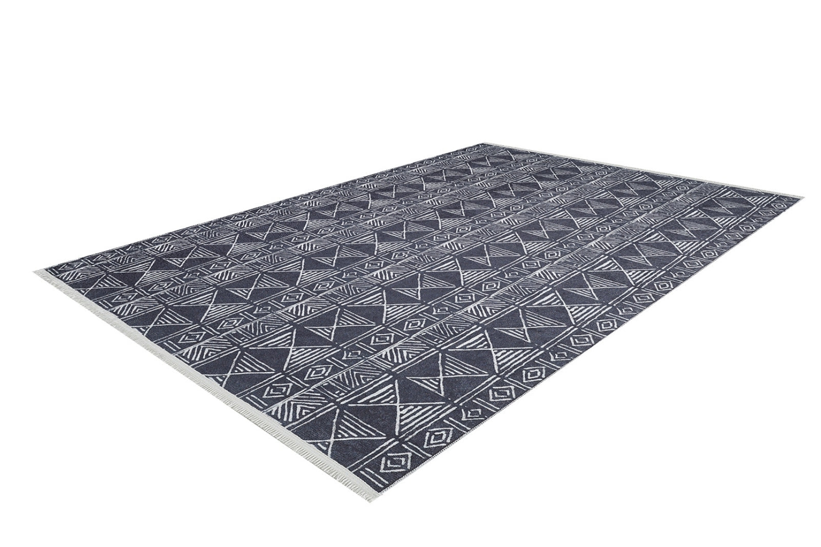 Black Geometric Area Rug – Modern Digital Print Carpet | Non Slip Rug, Washable