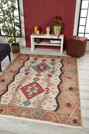 Cream Geometric Area Rug – Digital Print, Non Slip, Antibacterial Carpet