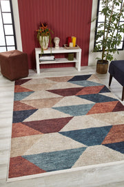 Blue Geometric Area Rug | Hal?net Rugs Digital Print Rug | High Quality Carpet