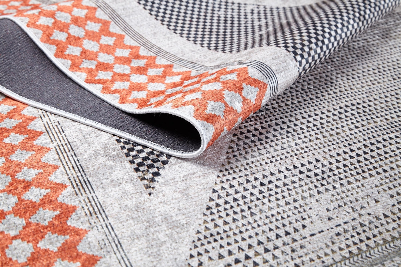 Modern Area Rug - Digital Print Orange Carpet | Non Slip, Antibacterial, Dust Free