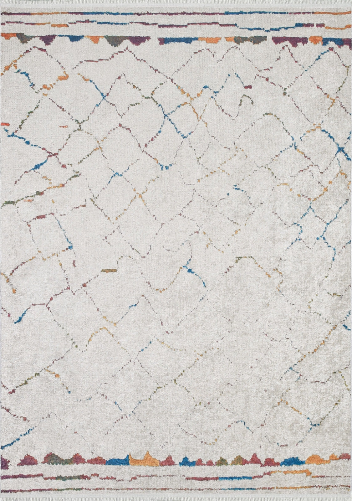 Beige Geometric Area Rug - Modern Digital Print Carpet | Non Slip, Washable Floor Mat