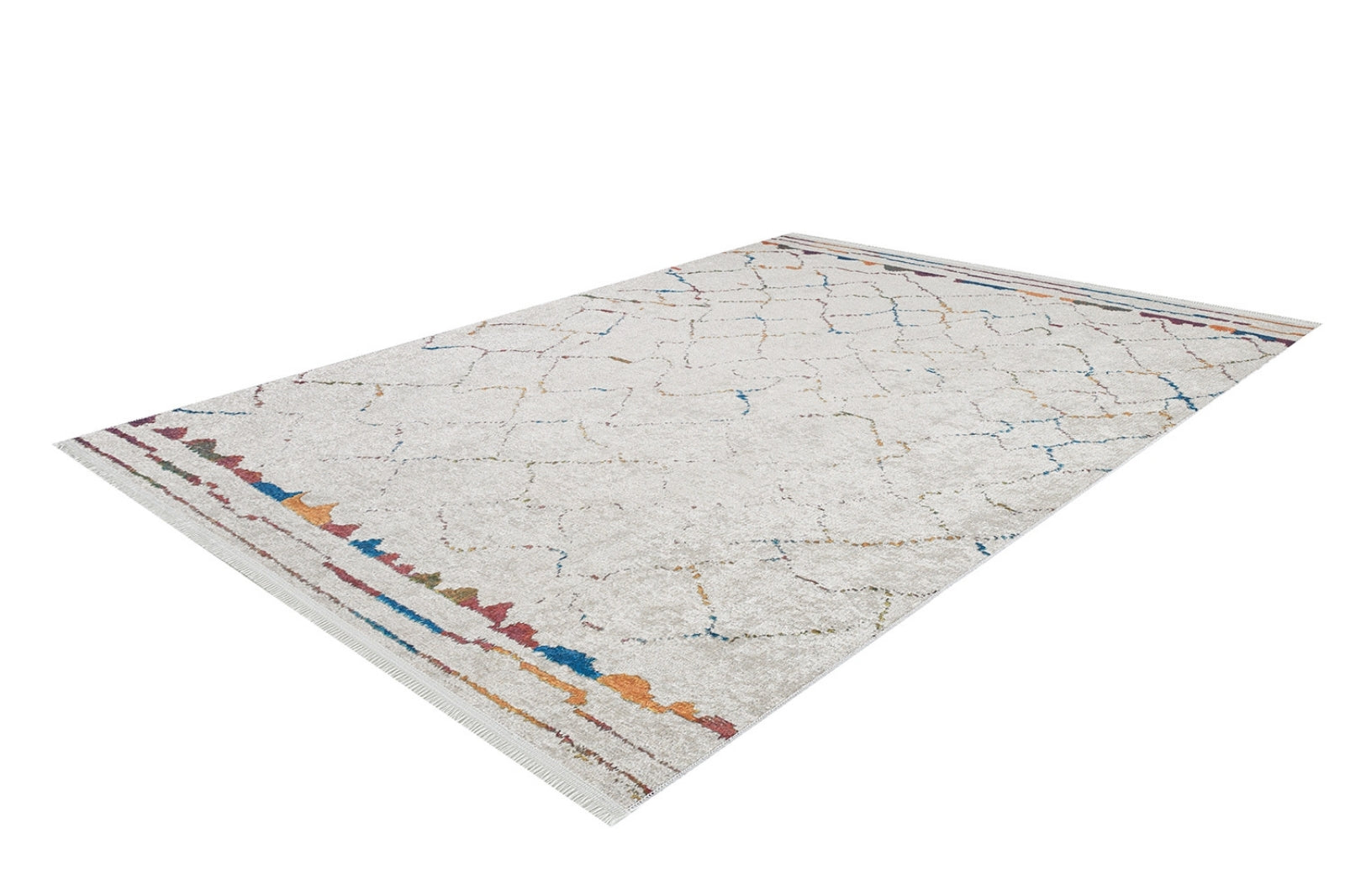 Beige Geometric Area Rug - Modern Digital Print Carpet | Non Slip, Washable Floor Mat