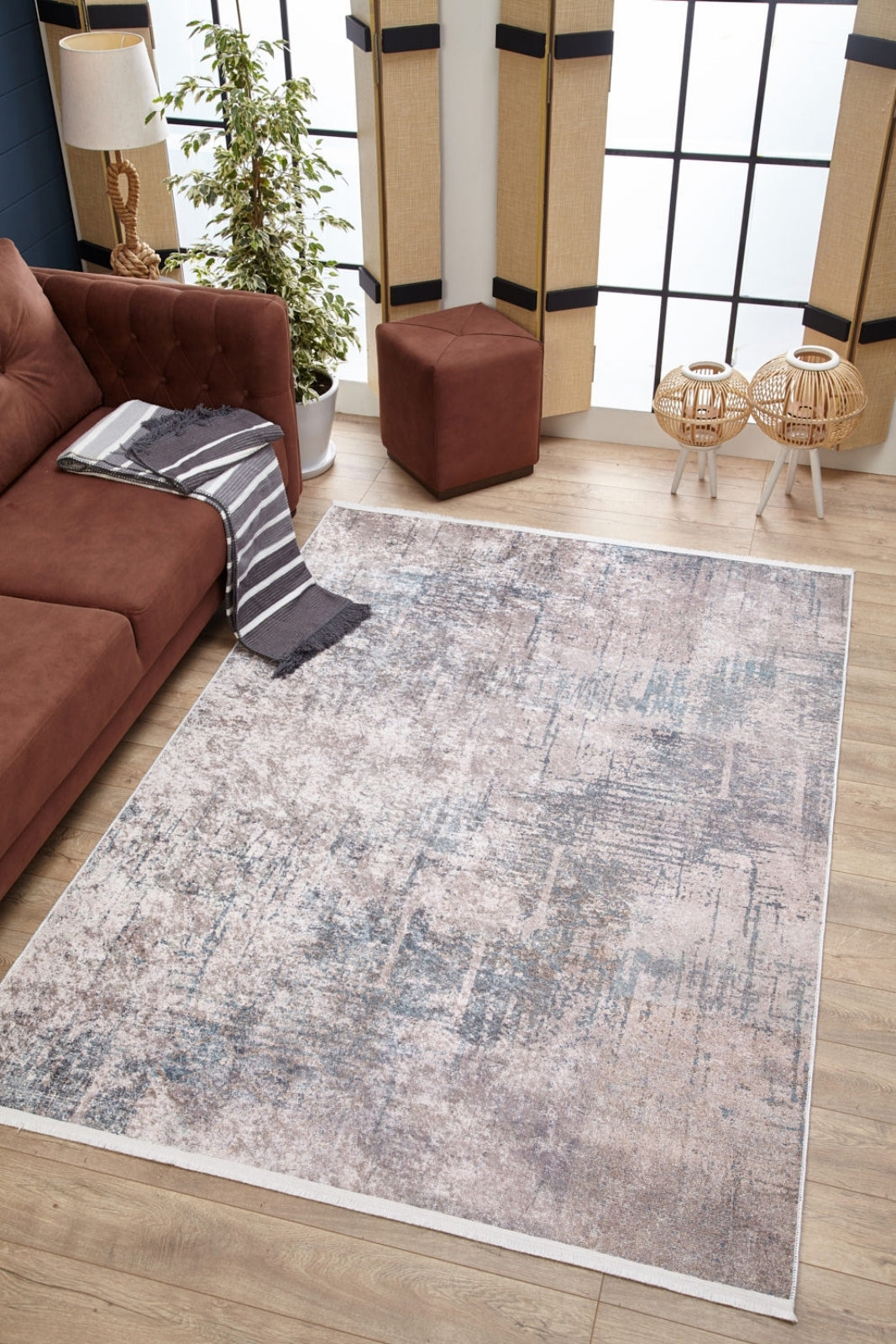 Modern Area Rug – Digital Print Rug With Mink Texture | Non Slip, Antibacterial Carpet
