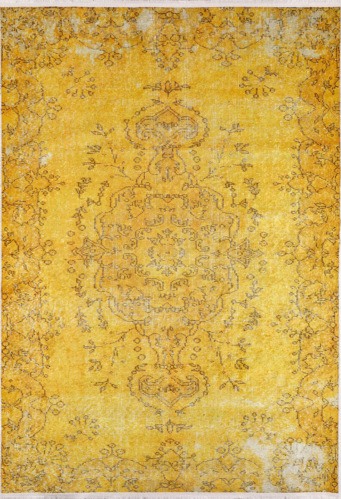 Yellow Vintage Area Rug – Digital Print Rug | Antibacterial, Non Slip, Washable Carpet