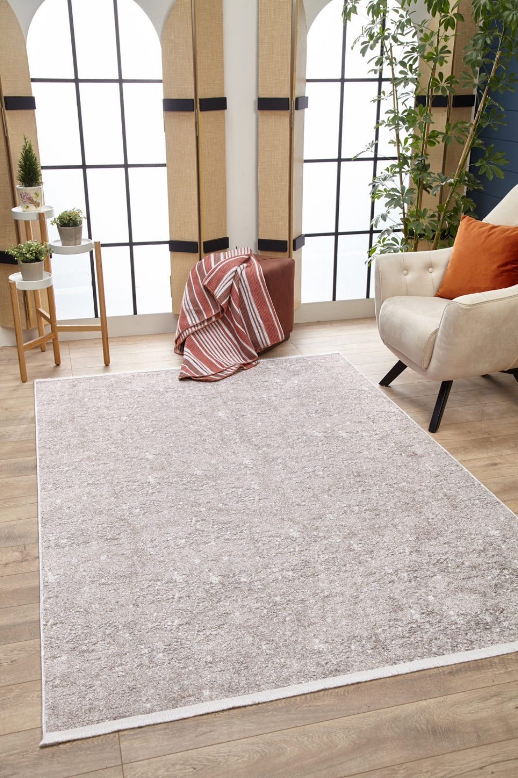Modern Area Rug | Beige Digital Print Rug - Non Slip Antibacterial Carpet