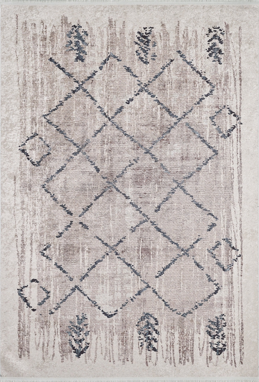 Beige Geometric Area Rug – Digital Print Carpet | Antibacterial, Non Slip, Washable