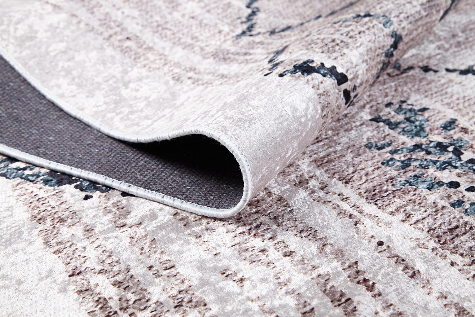 Beige Geometric Area Rug – Digital Print Carpet | Antibacterial, Non Slip, Washable