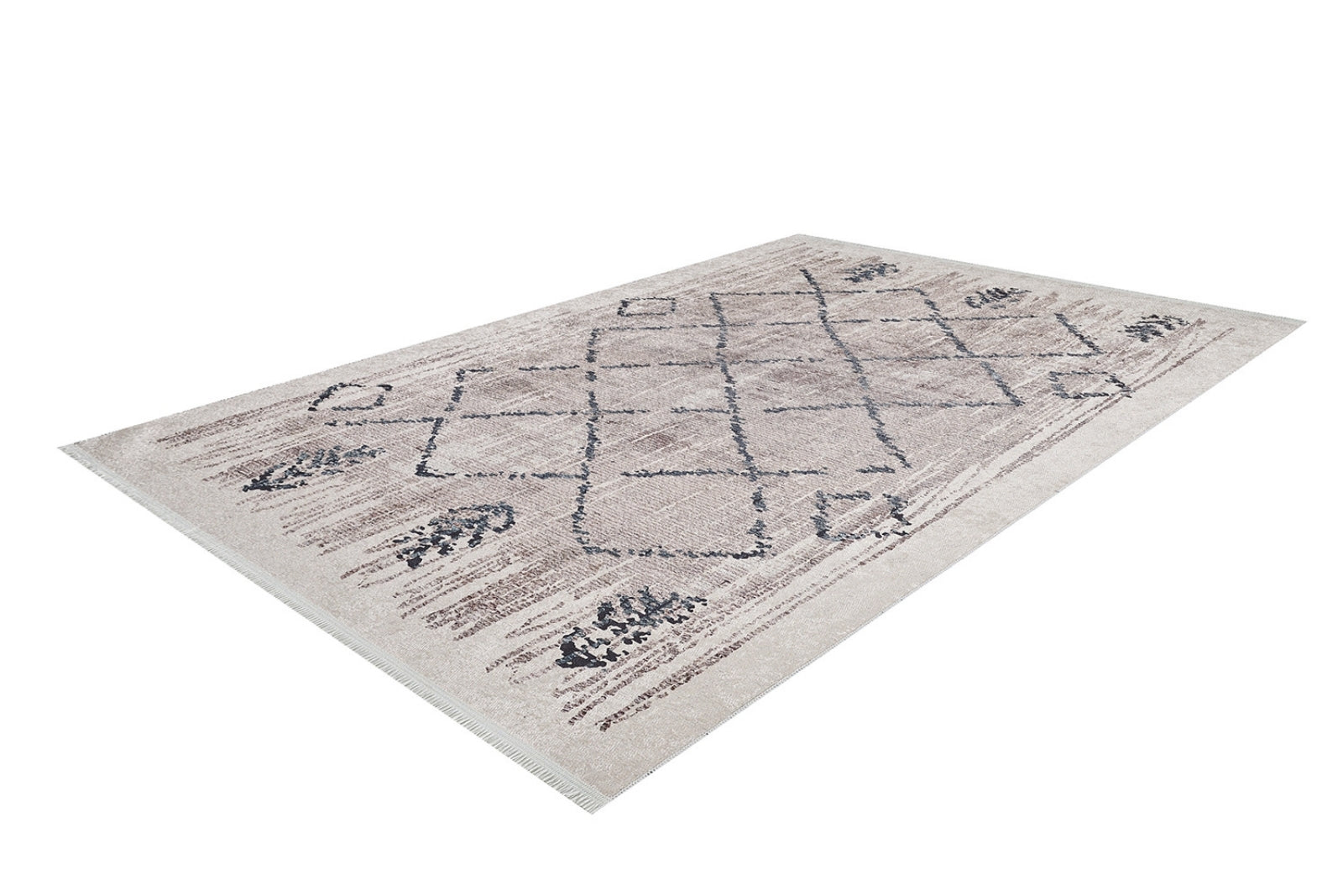 Beige Geometric Area Rug – Digital Print Carpet | Antibacterial, Non Slip, Washable