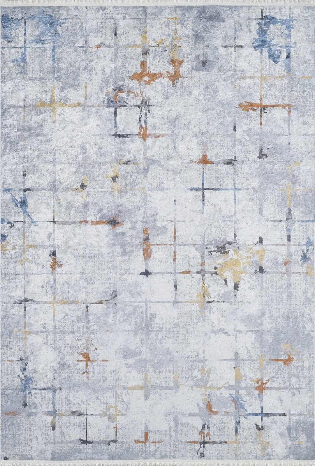 Blue Geometric Area Rug – Non Slip Washable Digital Print Rug for Living Room