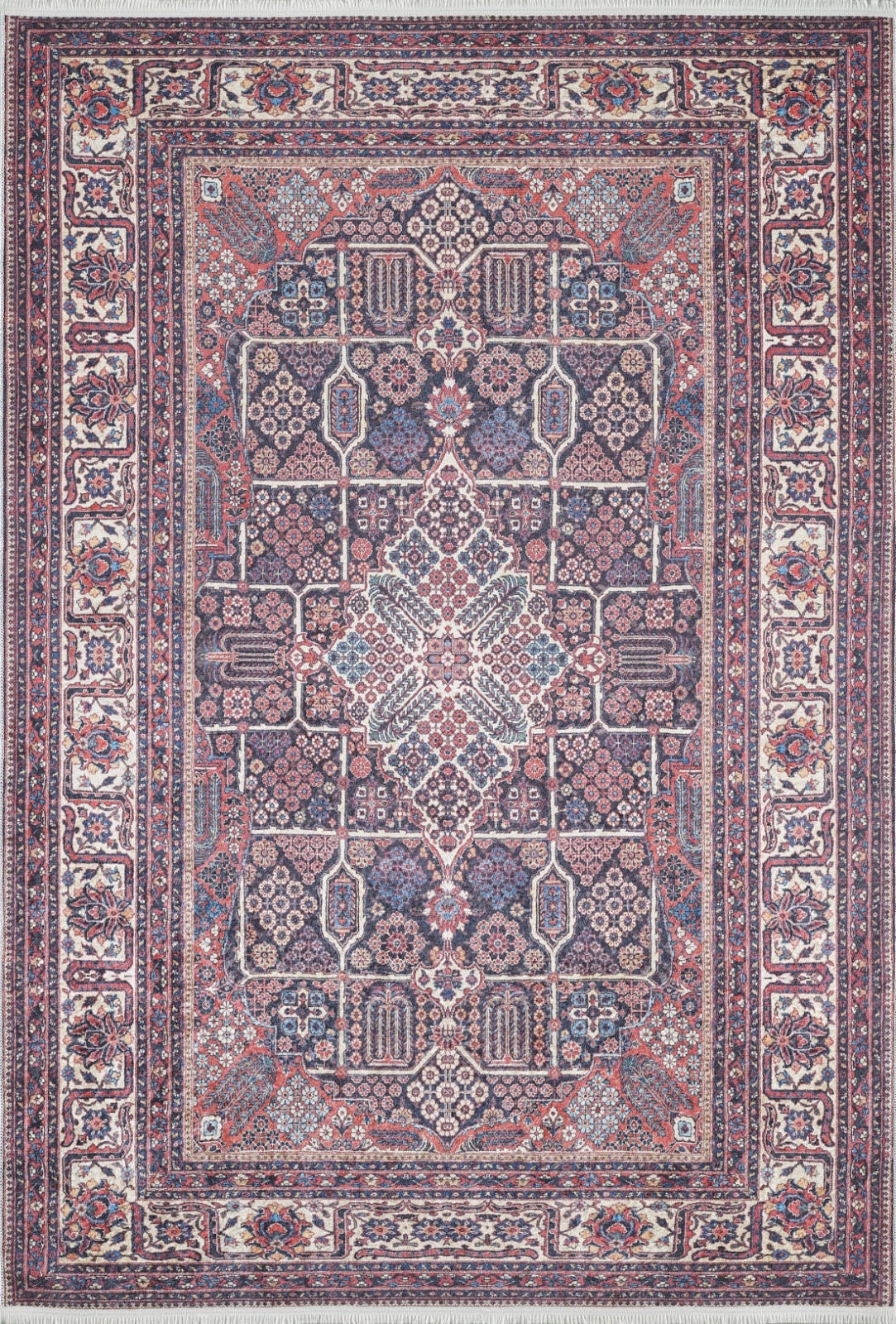 Digital Print Area Rug – Classic Red Non Slip Carpet for Stylish Living Room