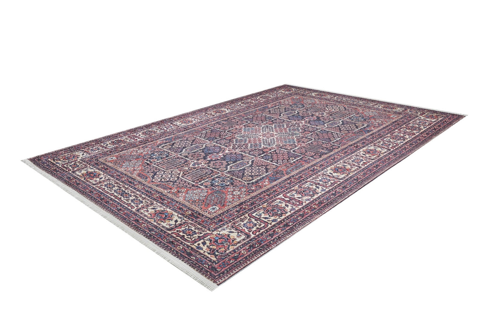 Digital Print Area Rug – Classic Red Non Slip Carpet for Stylish Living Room