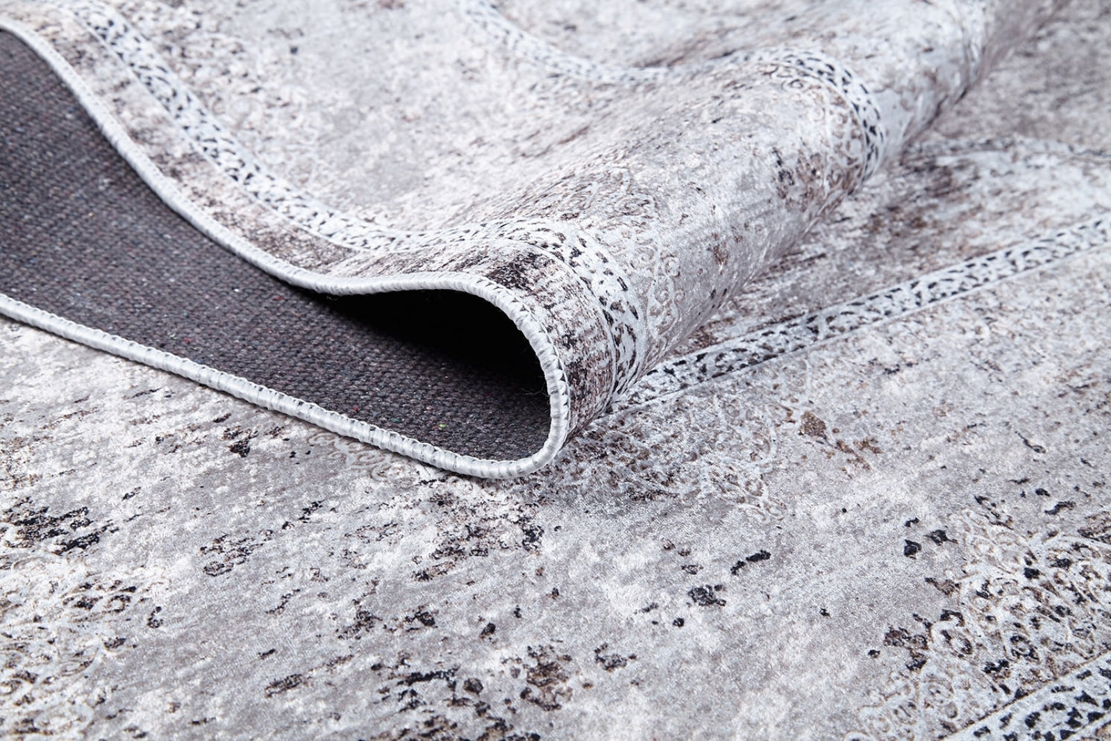 Digital Print Area Rug - Classic Grey Non Slip Antibacterial Carpet for Living Room
