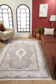Grey Area Rug – Classic Digital Print Non Slip Antibacterial Carpet for Living Room