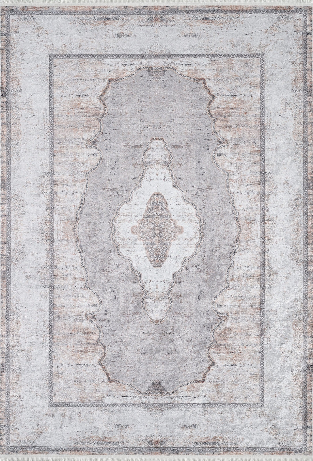 Grey Area Rug – Classic Digital Print Non Slip Antibacterial Carpet for Living Room
