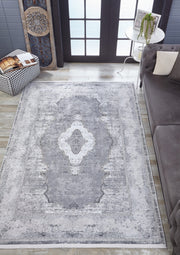 Grey Area Rug - Classic Digital Print Non Slip Antibacterial Carpet for Living Room