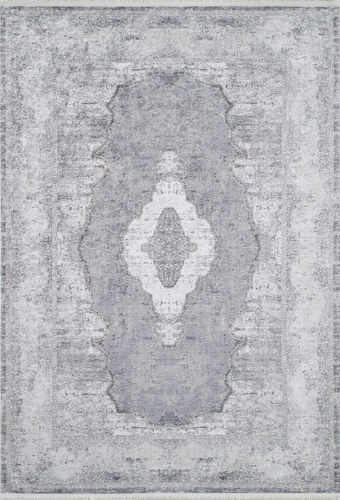 Grey Area Rug - Classic Digital Print Non Slip Antibacterial Carpet for Living Room