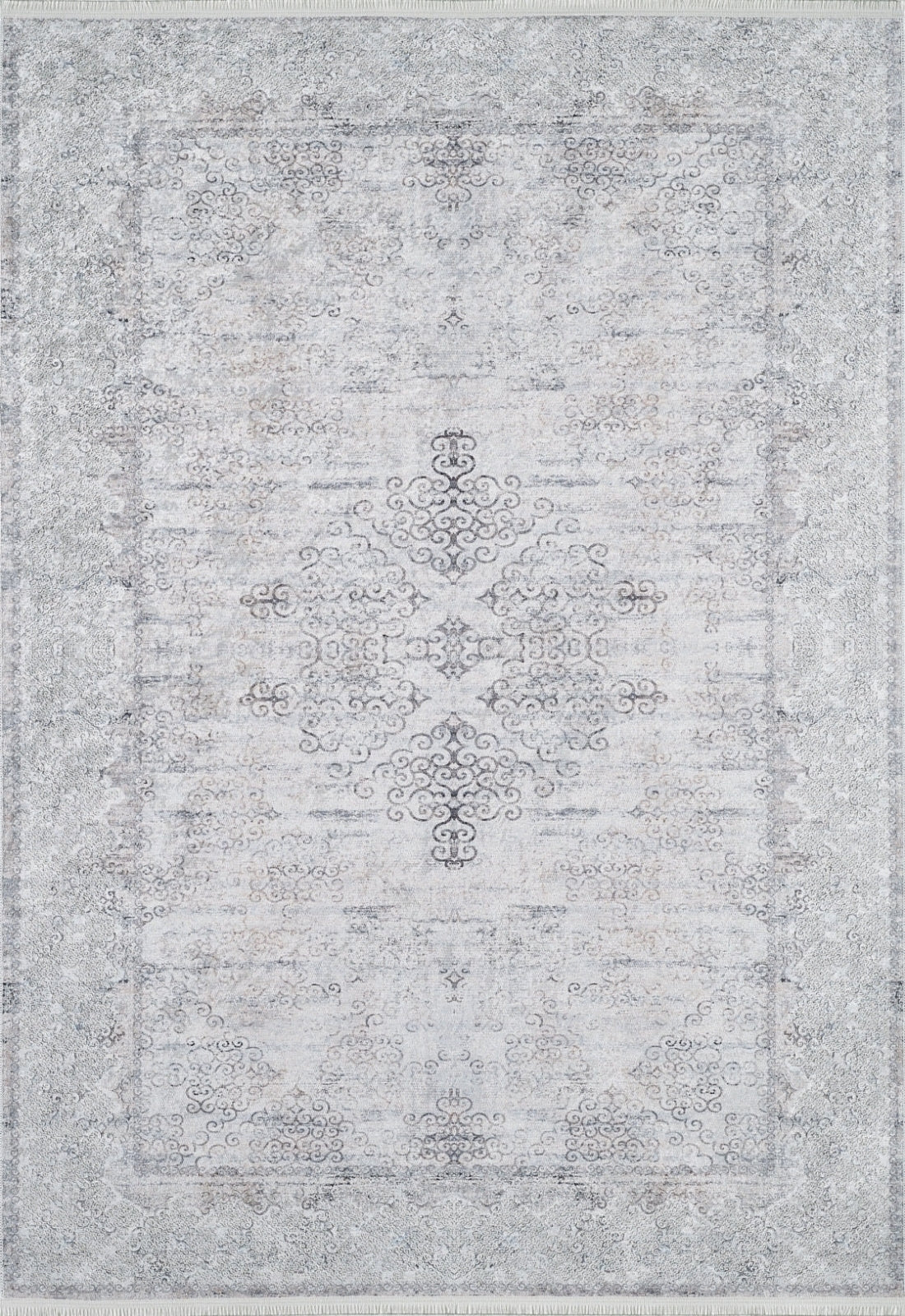 Grey Area Rug – Classic Digital Print Non Slip Carpet for Living Room